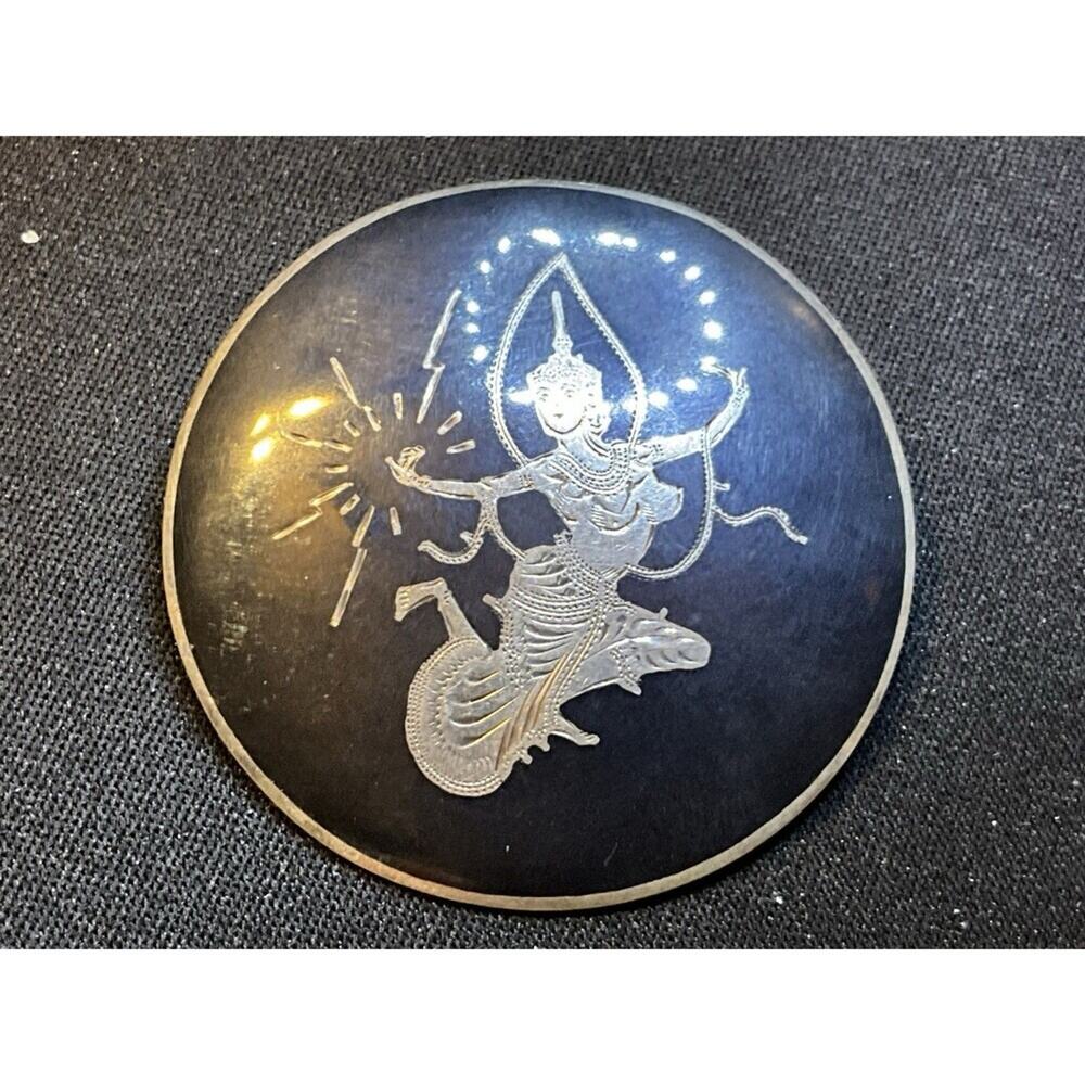 ESG Siam Black Niello Brooch 12.5grams